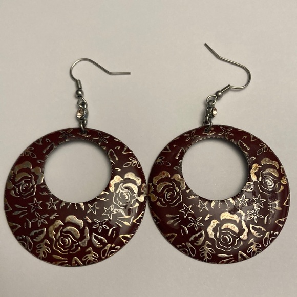 Costume Jewelry Jewelry - Rose Flower Hoop Circle Earrings